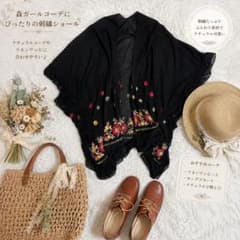 00s Y2K フェアリーコア 森ガール 花柄刺繍 モモンガポンチョ 海外