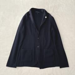 希少 美品 L ラルディーニ カシミヤ アンコン テーラードジャケット ネイビー 美品】ラルディーニ アンコン テーラードジャケット ニット生地
