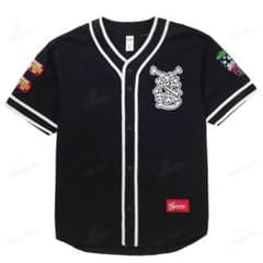 Supreme Patches Denim Baseball Jersey 黒のサムネイル