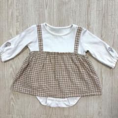 長袖 ロンパース チェック柄 女の子70のサムネイル