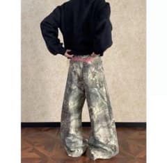 リアルツリー バギーデニムパンツ カモ柄 迷彩 ストリート y2kのサムネイル