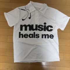 music heals me プリント ポロシャツ ホワイトのサムネイル
