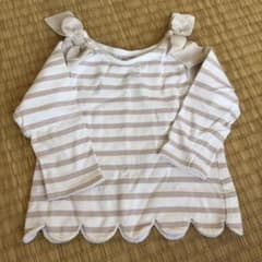 プティマインボーダー柄 リボン付き 長袖カットソーのサムネイル