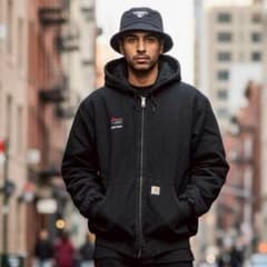 m232】Carhartt 企業刺繍ロゴ ダック地アクティブジャケット 黒XL