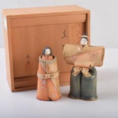 矢羽田英子作　陶人形　雛人形　立雛　共箱　V 8703 m67762736584_1.jpg?1744258006
