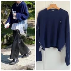 RAF SIMONS クロップド ポンチョ ニット セーター 紺 prada RAF SIMONS クロップド ポンチョ ニット セーター 紺 prada - メルカリ