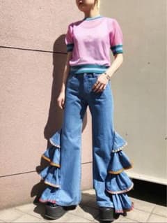 pameopose フレアサンバパンツ ヒッピー　デニムパンツのサムネイル