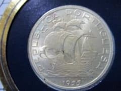 ポルトガル 10エスクード銀貨☆1955年／極美品／帆船／アンティーク