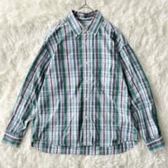 良品 ビューティー&ユース 長袖シャツ M グリーン系 チェック 綿混 メンズのサムネイル