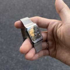 極希少 80s Vintage RADO 腕時計 タンク ブラックローマン文字盤