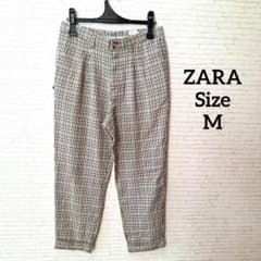ZARAチェック柄 タック入り チノパン パンツ