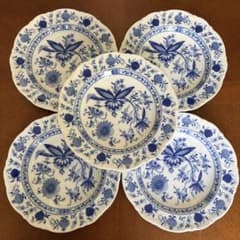 【レア美品】ドイツ　ババリア★ミッタータイヒ★ブルーオニオン　深皿5枚 レア美品】ドイツ ババリア☆ミッタータイヒ☆ブルーオニオン 深皿5枚
