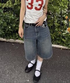 デニムハーフパンツ バギーショート Y2Kのサムネイル