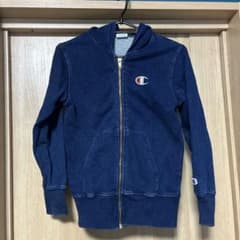 Champion キッズ ジップパーカー 140 デニム風ネイビーのサムネイル
