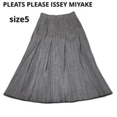 希少 PLEATS PLEASE グレー プリーツスカート ミモレ丈 イッセイ