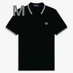 【美品】FRED PERRYフレッドペリー ポロシャツ 半袖 刺繍ロゴ 夏物黒M 新品】FRED PERRYフレッドペリー ポロシャツ 半袖 刺繍ロゴ 夏物黒M
