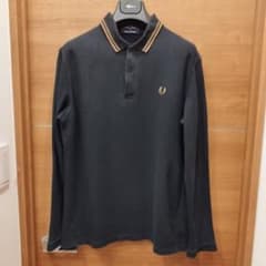FREDPERRY 英国 M1212 ブラック×ブラウン 長袖ポロシャツ - メルカリ