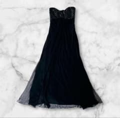 美品☆TADASHI SHOJIストラップレススパンコールシフォンロングドレス