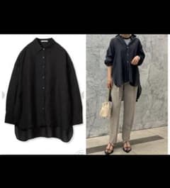 美品 MilaOwen フレンチリネンオーバーシャツ チャコールグレー 麻 