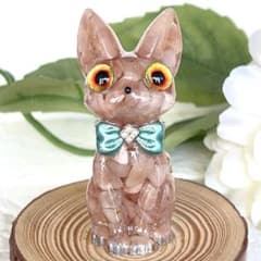 切株付 幸せを呼ぶオルゴナイト 猫ちゃん♡オレンジムーン