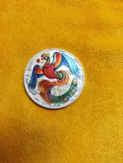 【2022年　$1ドル純銀貨】エリザベス2世　中国の神話と伝説　鳳凰　極彩カラ― 2022年 $1ドル純銀貨】エリザベス2世 中国の神話と伝説 鳳凰 極彩カラ