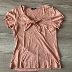 ROPÉ リボン付き 半袖Tシャツ M 淡いオレンジのサムネイル