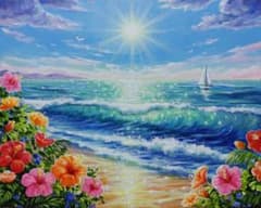 青く広がる海】アクリル画 F3 風景画 絵画 - メルカリ