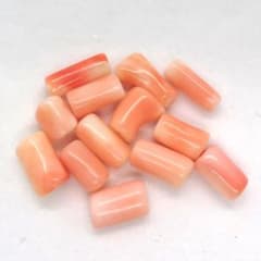 チューブ ビーズ10cm 桃 珊瑚 貫通 パーツ 天然 (S4)のサムネイル