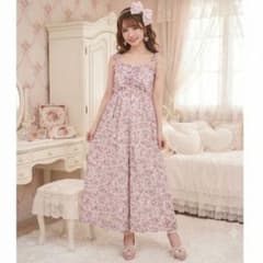 美品 LIZ LISA 花柄 キャミ オールインワン レースアップ フリル F