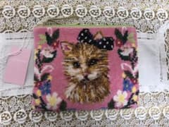 値下げ 1点限り 新品タグつき フェイラーポーチ 猫 ピンク系のサムネイル