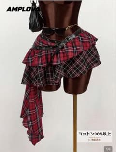 チェック柄 アシンメトリー ミニスカートのサムネイル