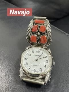 ♦︎最終価格♦︎ナバホ＊コーラル×silver腕時計【お値下げ不可】 ♦︎土日価格♦︎ナバホ＊コーラル×silver腕時計【お値下げ不可