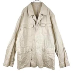 350 【LIVBARY】リネン 麻100％ サファリジャケット ミリタリー - メルカリ