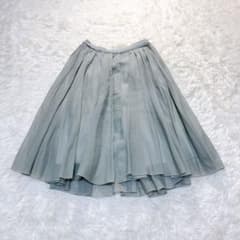 フォクシー シアーサーキュラースカート コットン シルク グリーン 38