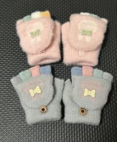 キッズ用 2WAY 手袋 ニット帽 セットのサムネイル