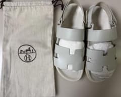 美品エルメス メンズレザーサンダル、ジニアス、アイボリー、サイズ 