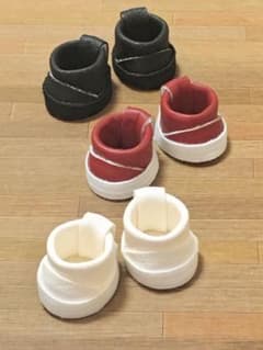 ぬい靴　10cmぬい用　合皮ブーツ　白&黒&えんじ/三足セット - 5