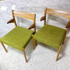 ダイニングチェア ビッグウッド　肘付き ショートアーム 布 木製　2脚 ダイニングチェア ビッグウッド 肘付き ショートアーム 布 木製 2脚