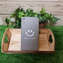 スマイル ニコちゃん グレー シンプル スマホケースのサムネイル