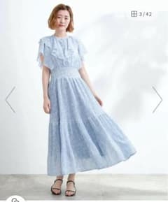 grove シフォンプリント プリーツワンピース ライトブルーのサムネイル