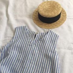 ストライプリネンワンピース*ハンドメイド*のサムネイル