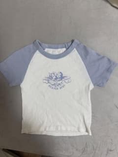 Brandy Melville ラグランTシャツ 半袖 ホワイト×ブルー 天使のサムネイル