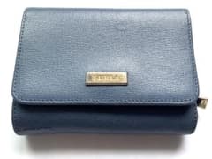 FURLA 三つ折り財布 ブルー ゴールド金具 - メルカリ