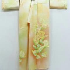 mayuさま専用！正絹☆着物 暈し 草花 袷 付下げ クリーム色のサムネイル