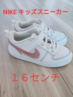 ナイキ　１６cm　キッズスニーカー　白・ロゴ ピンクレオパードのサムネイル