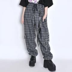 ヴォルカン＆アフロダイティ リング×チェーン付きチェックパンツM 黒のサムネイル