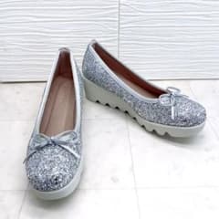 ✨極美品✨ HILLS AVENUE ラメ リボン ウェーブソール シルバー