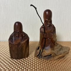 木彫り 寿老人 福禄寿 置物 縁起物 七福神 - メルカリ