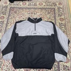 UMBRO 90s ハーフジップ ナイロンジャケット グレー ブラックのサムネイル