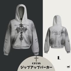 ウォッシュドクロス ジップアップパーカー グレー L Y2K 十字架 - メルカリ